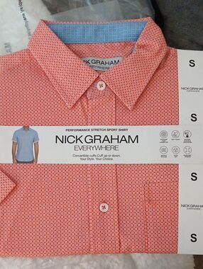 Nick Graham Men’s Coral Geometric Button-Down Shirt